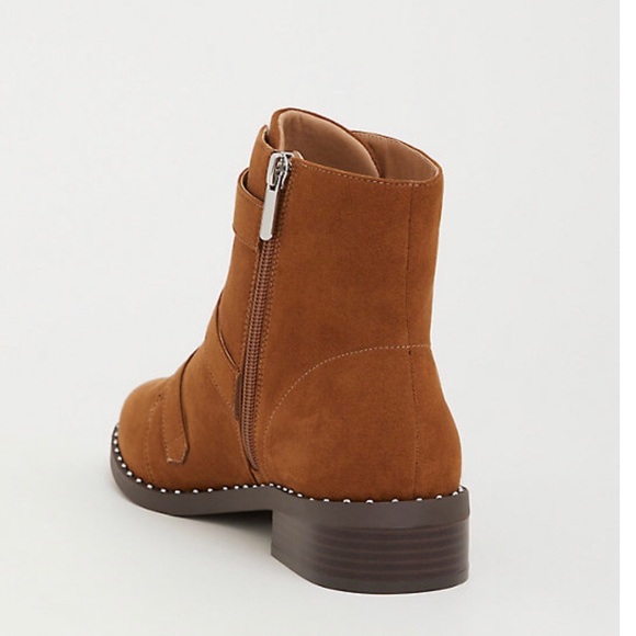 BROWN BUCKLE & STUD BOOTIE WIDE WIDTH - Picture 2 of 3